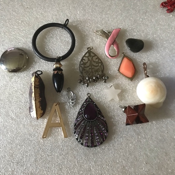 Vintage Jewelry - Mixed Women’s Jewelry Pendant Collection - Pink, Black, Purple, Gold, Orange
